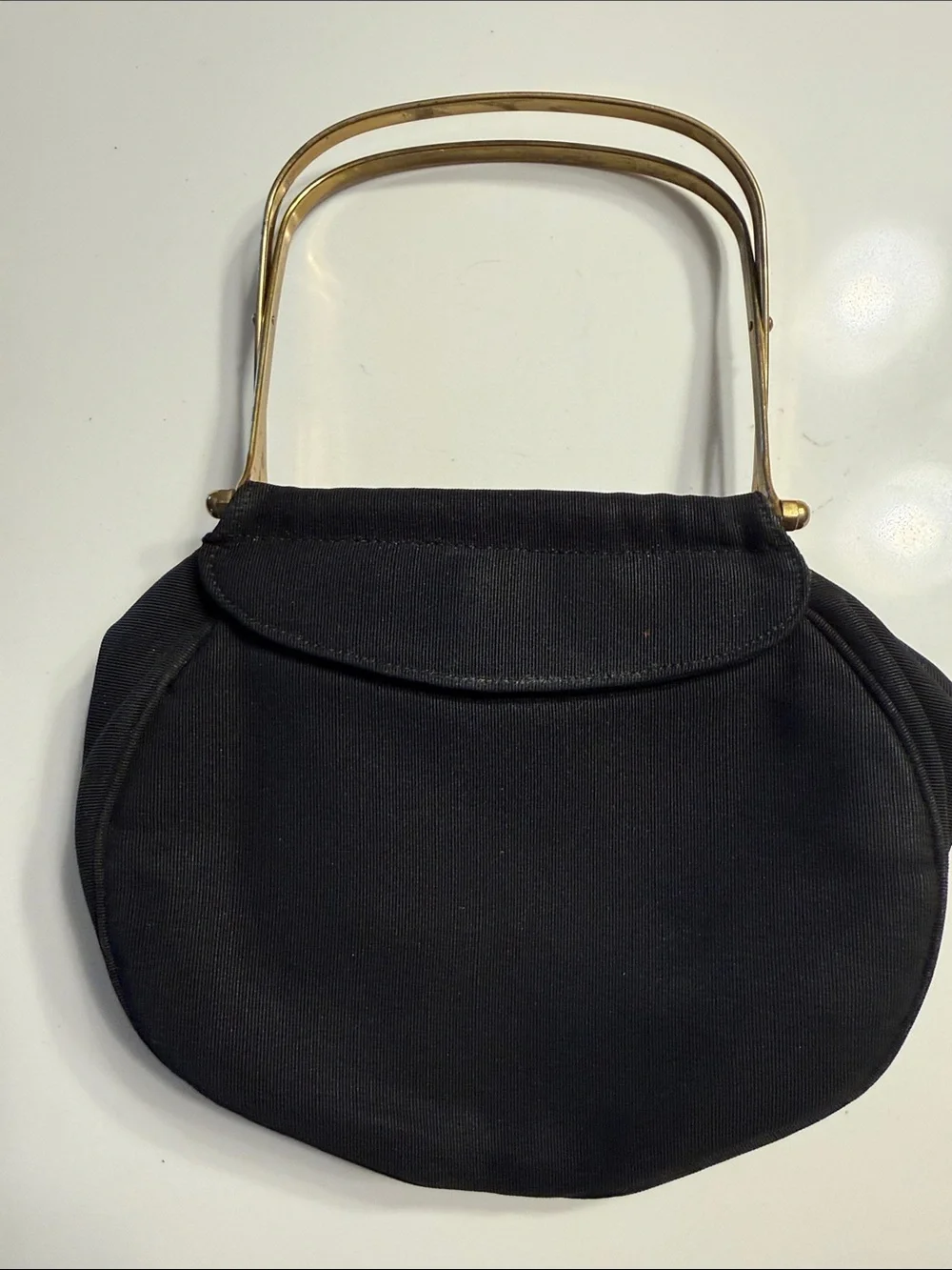 Classic Black Satin Wristlet with Gold Frame